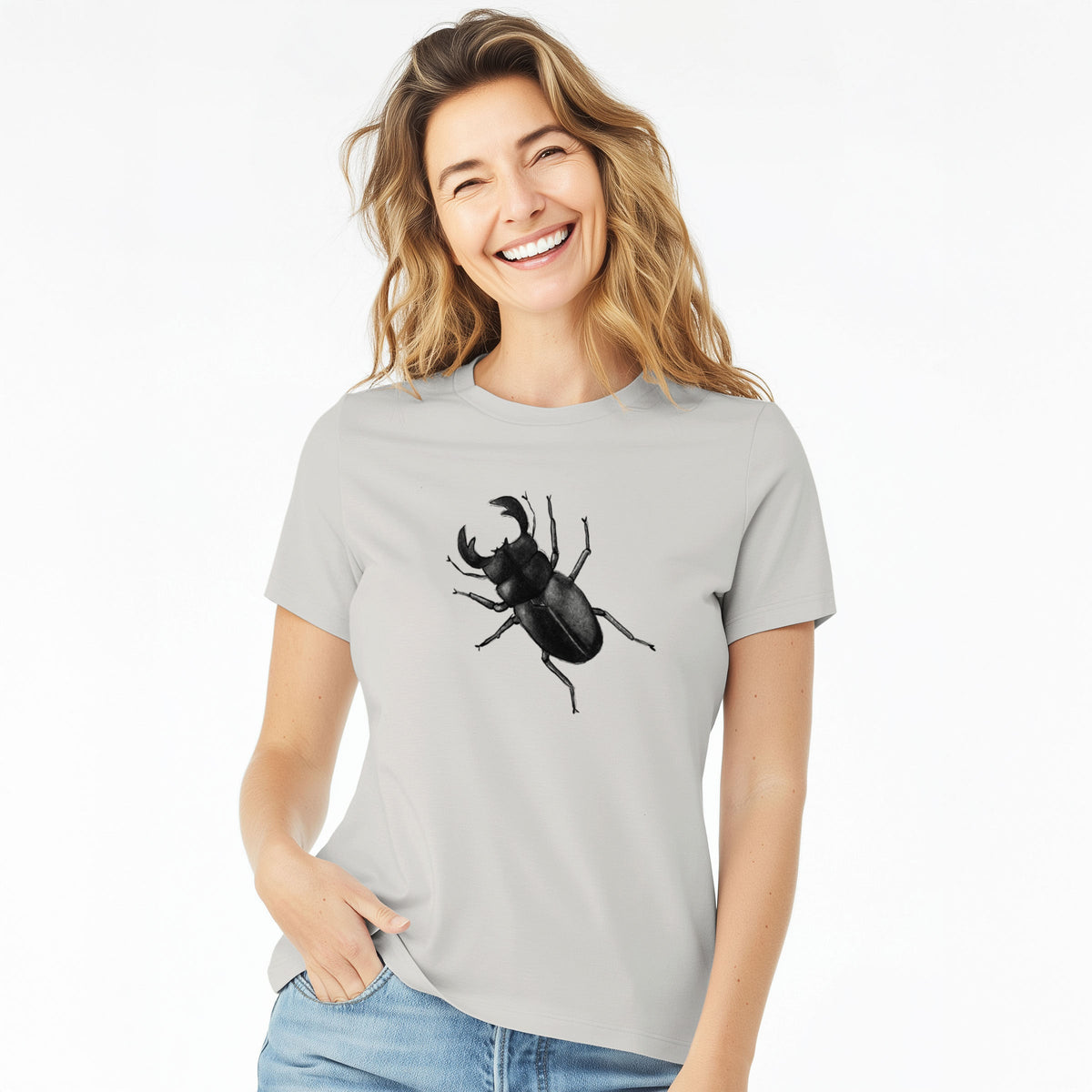 Dorcus titanus - Giant Stag Beetle - Women's Lightweight Relaxed Fit 100% Cotton Crewneck