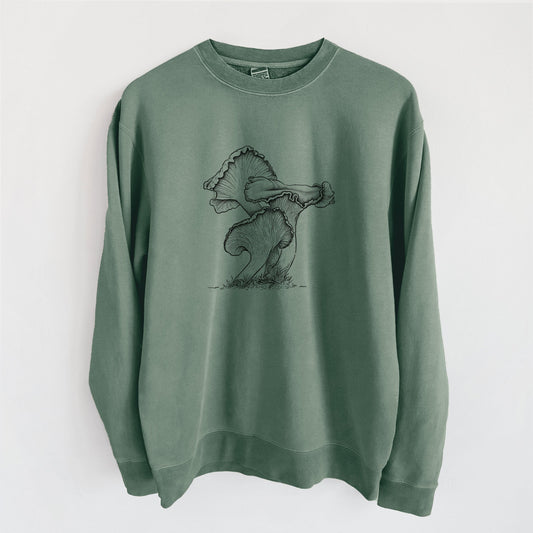 Pacific Golden Chanterelle - Cantharellus formosus - Unisex Pigment Dyed Crew Sweatshirt