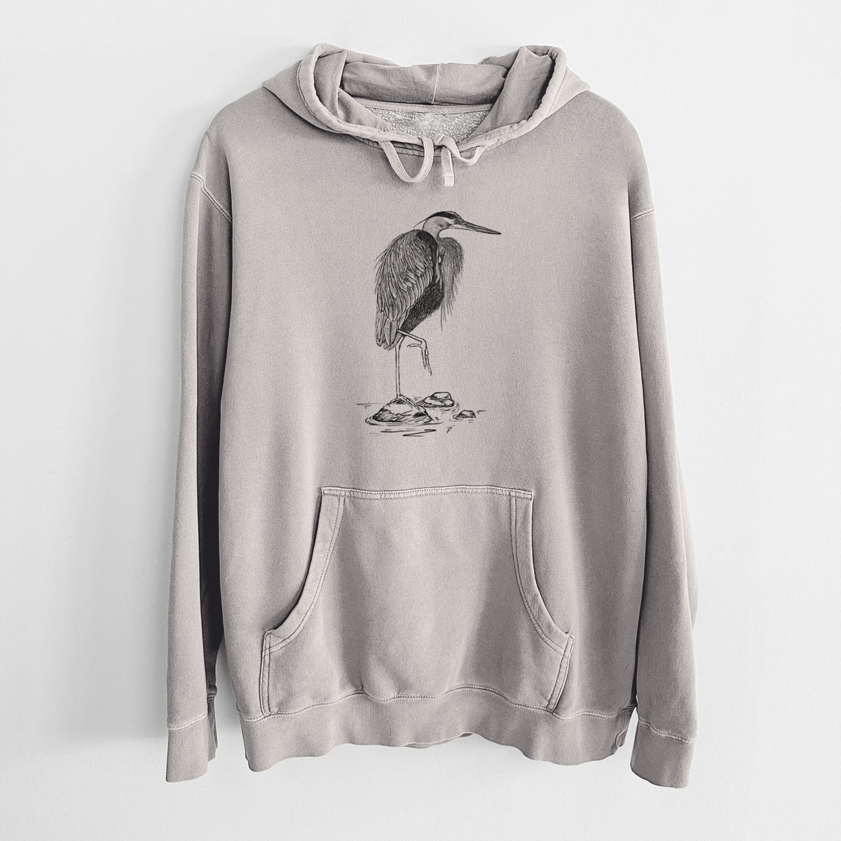 Ardea herodias - Great Blue Heron - Unisex Pigment Dyed Hoodie
