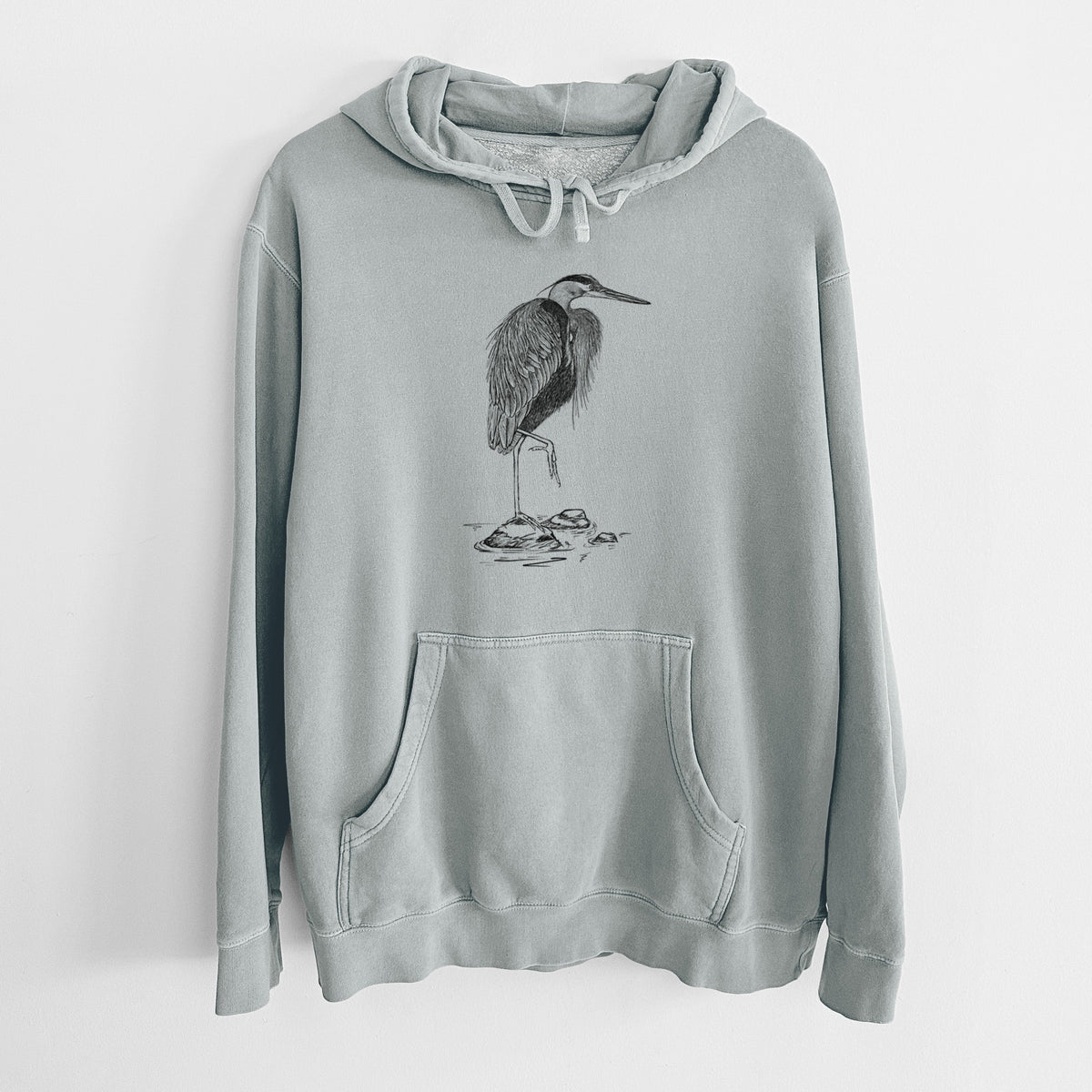 Ardea herodias - Great Blue Heron - Unisex Pigment Dyed Hoodie