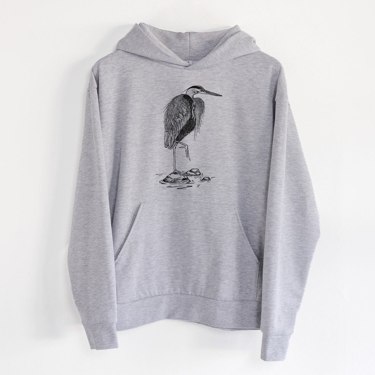 Ardea herodias - Great Blue Heron  - Statement Midweight Hoodie