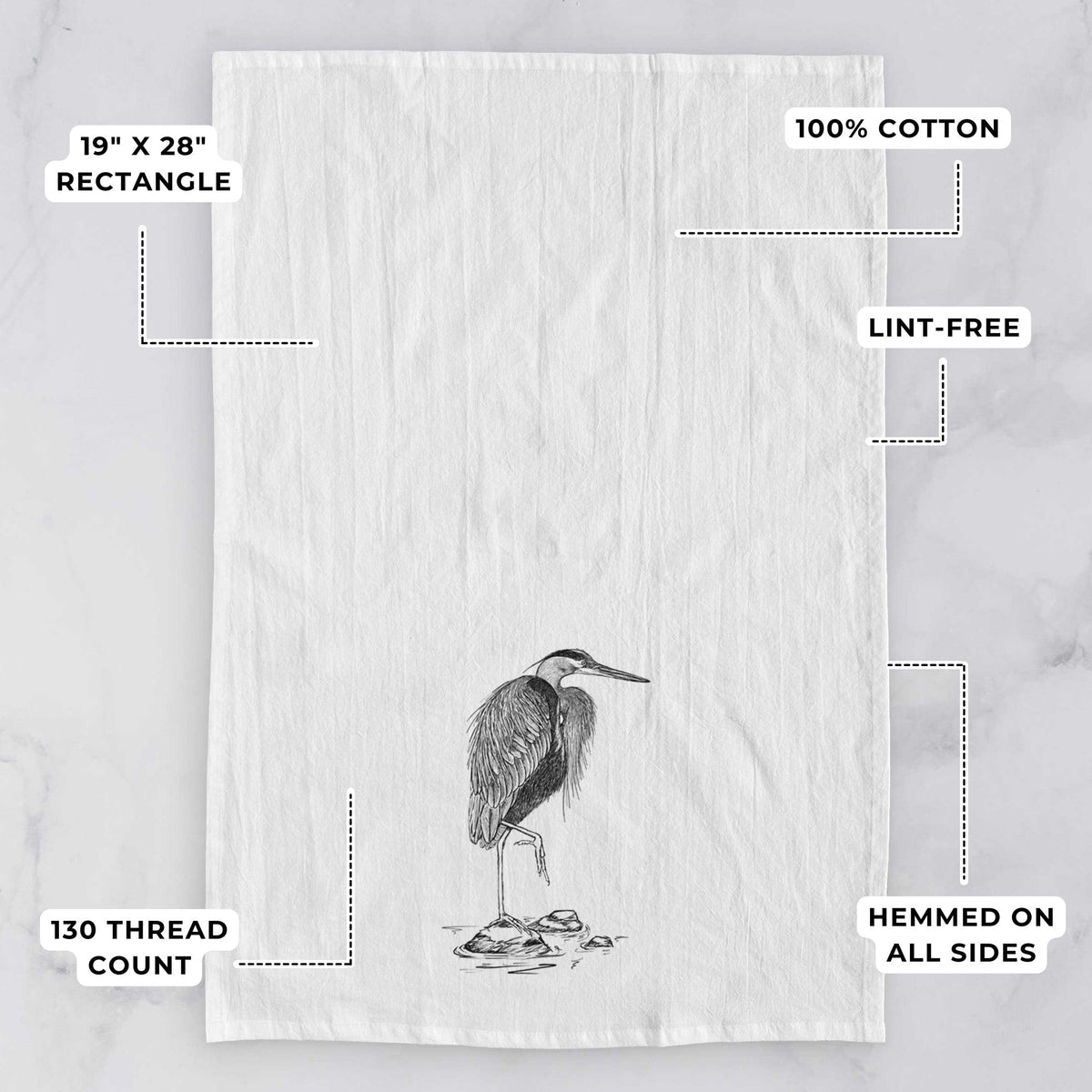 Ardea herodias - Great Blue Heron Tea Towel