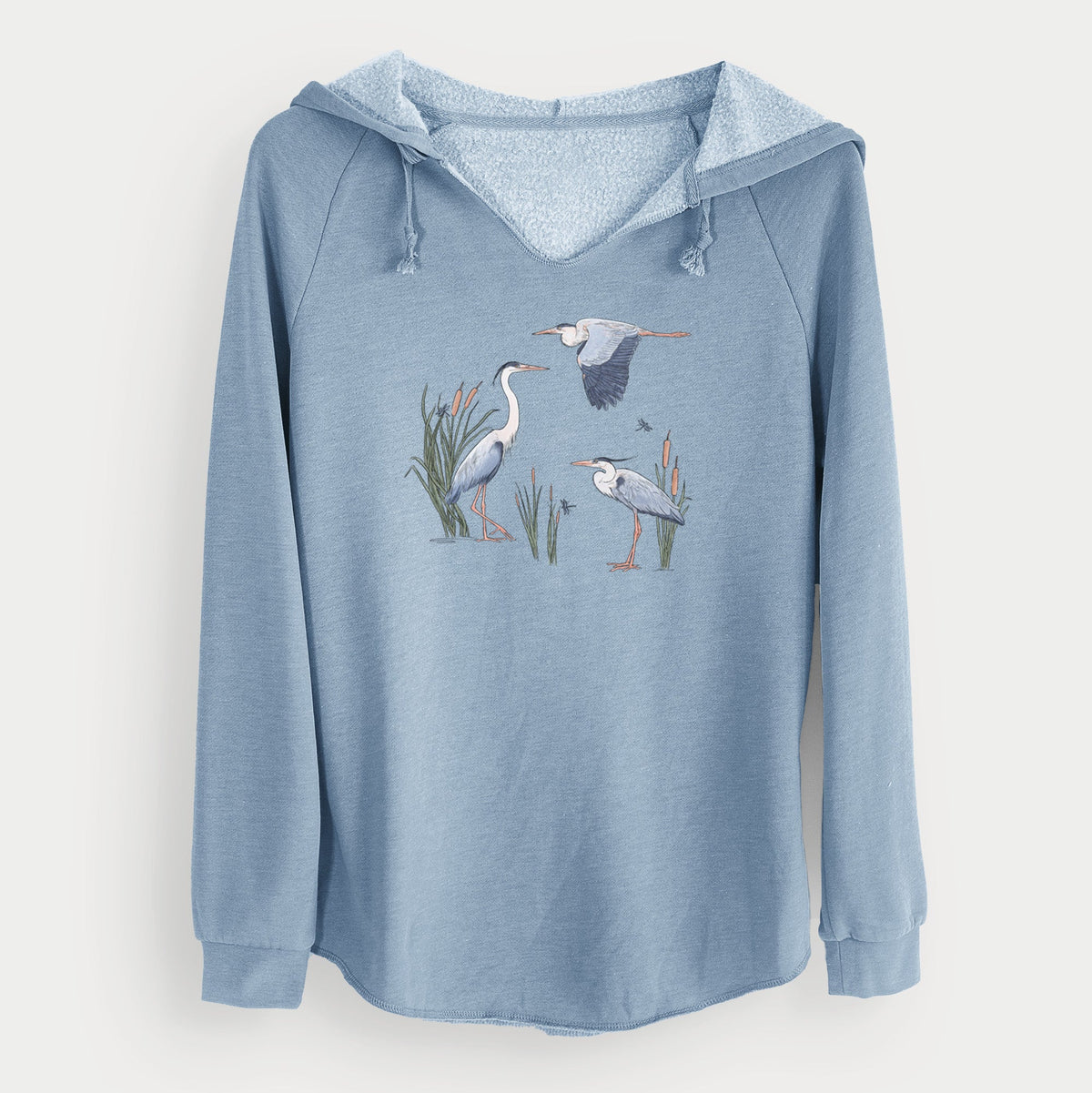 Great Blue Herons in the Cattails - Cali Wave Hooded Sweatshirt