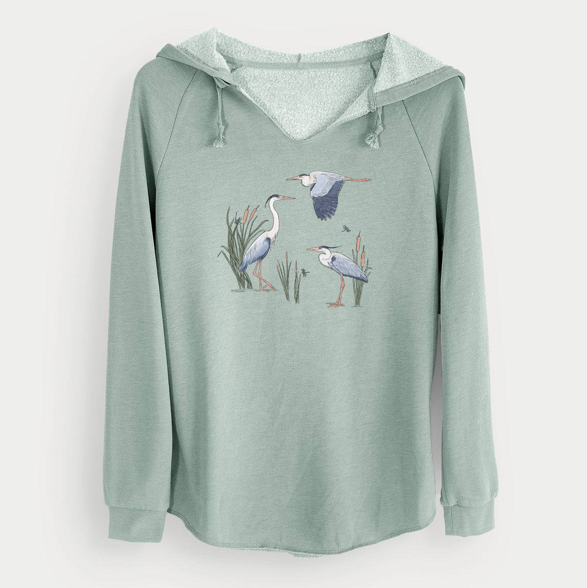 Great Blue Herons in the Cattails - Cali Wave Hooded Sweatshirt