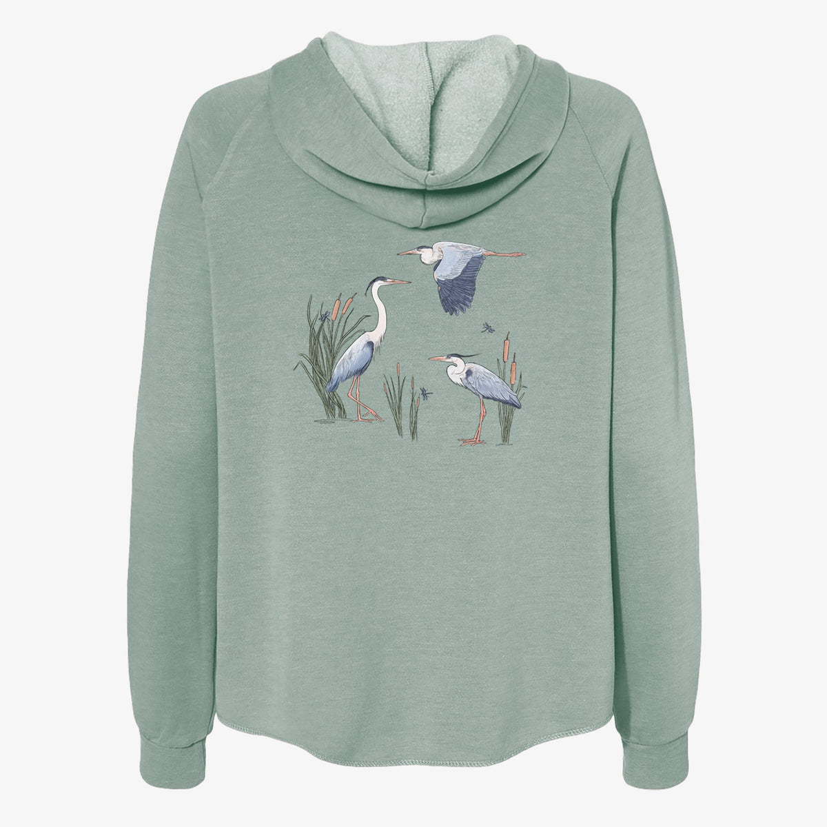 Great Blue Herons in the Cattails - Women's Cali Wave Zip-Up Sweatshirt