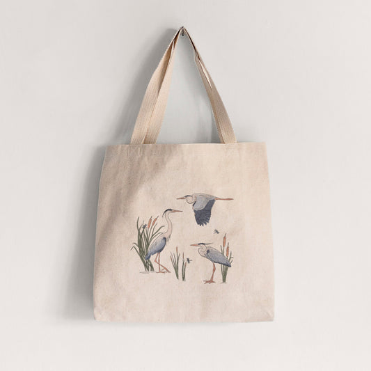 Great Blue Herons in the Cattails - Tote Bag
