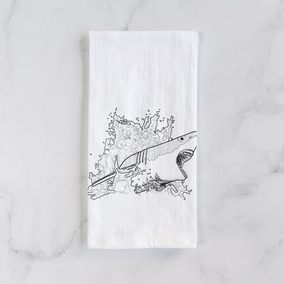 Great White Shark in Water Tea Towel