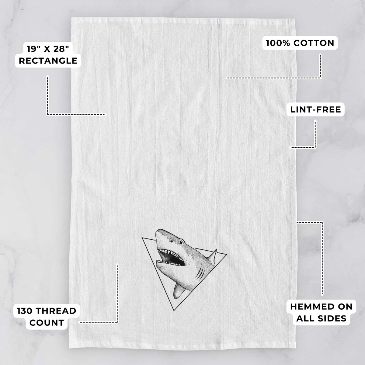 Great White Shark Triangle Tea Towel