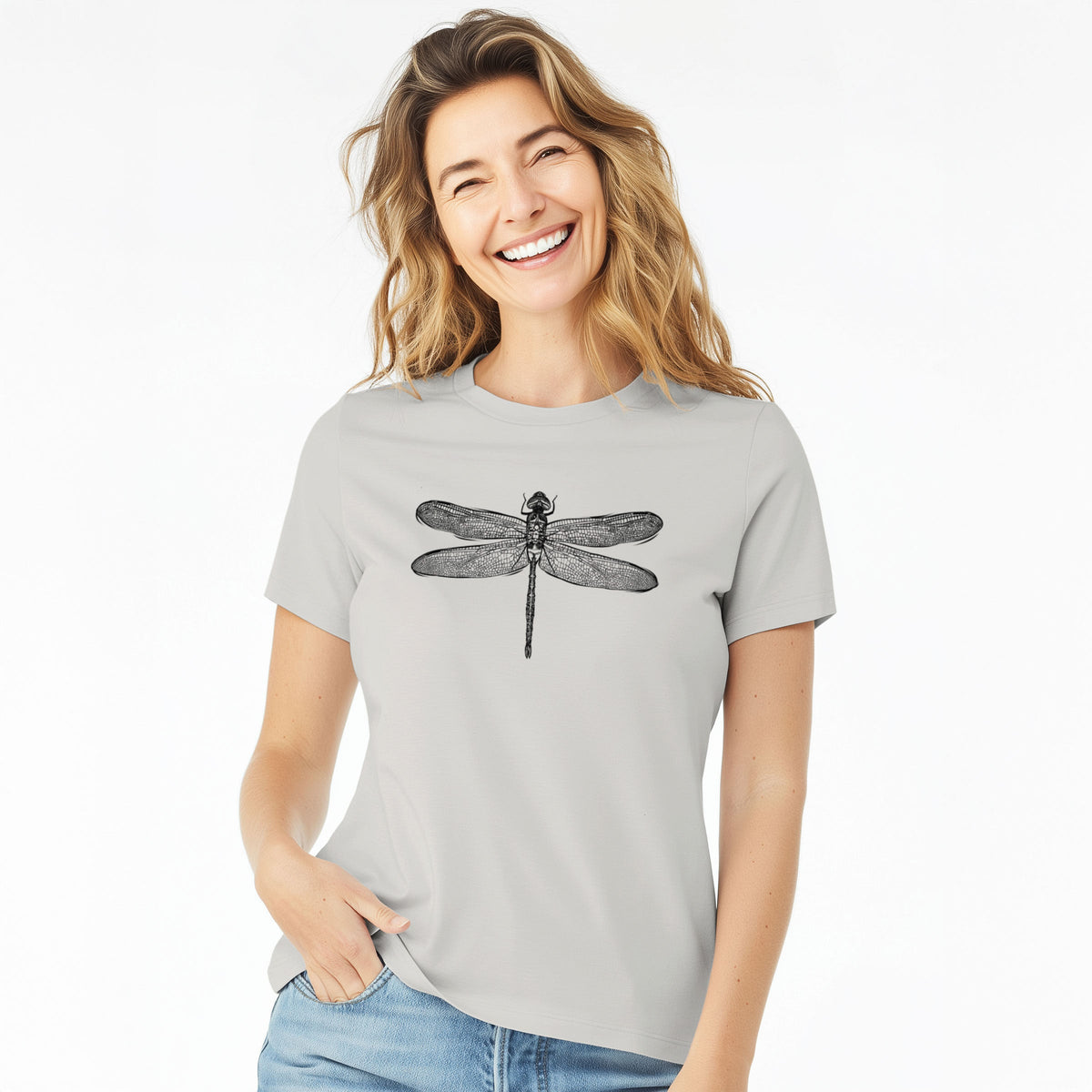 Anax Junius - Green Darner Dragonfly - Women's Lightweight Relaxed Fit 100% Cotton Crewneck
