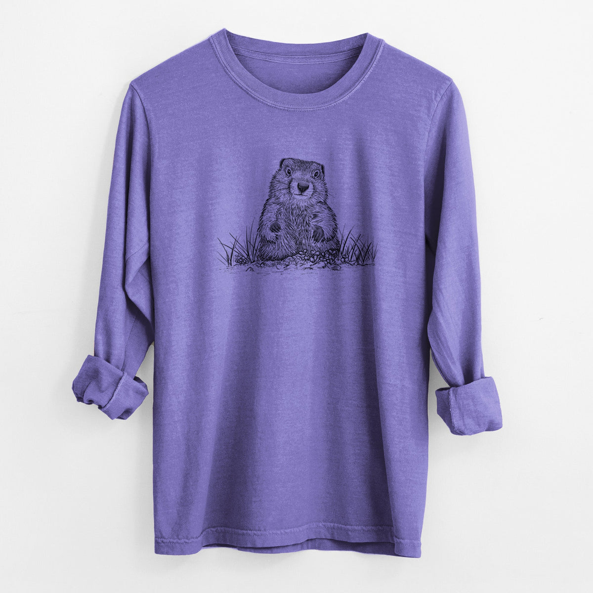 Groundhog - Marmota Monax - Unisex Comfort Colors 100% Cotton Long Sleeve