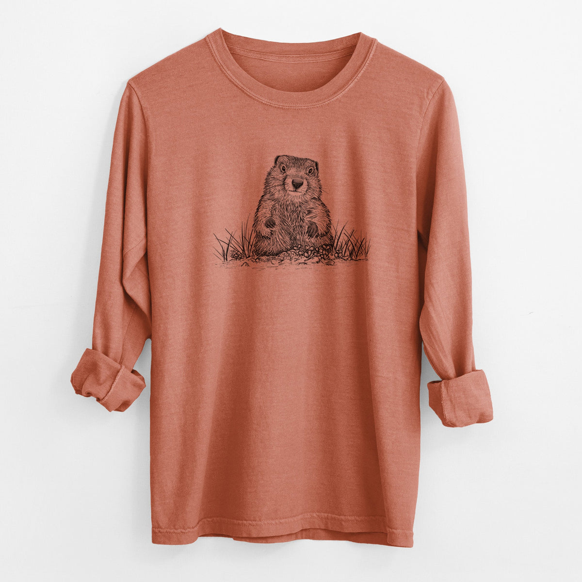 Groundhog - Marmota Monax - Unisex Comfort Colors 100% Cotton Long Sleeve