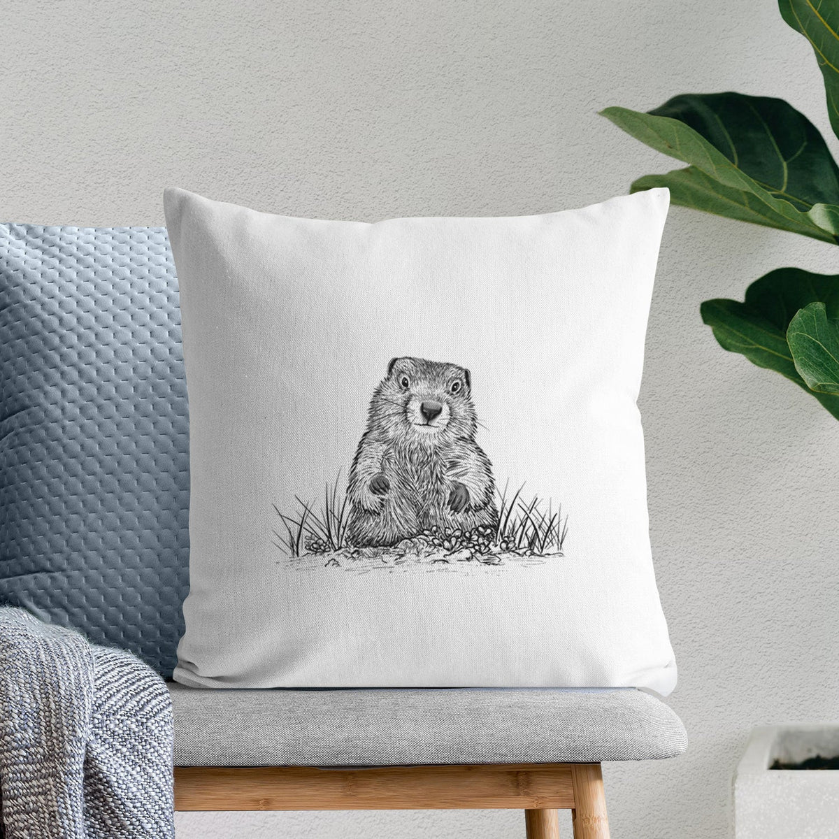 Groundhog - Marmota Monax - Throw Pillow Cover