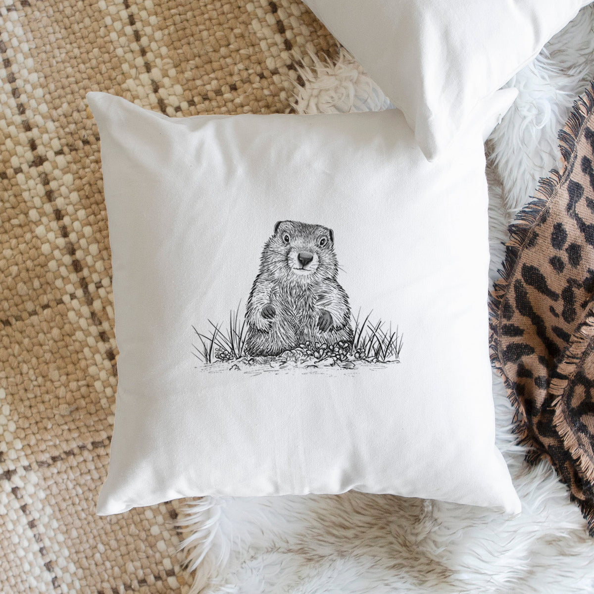 Groundhog - Marmota Monax - Throw Pillow Cover