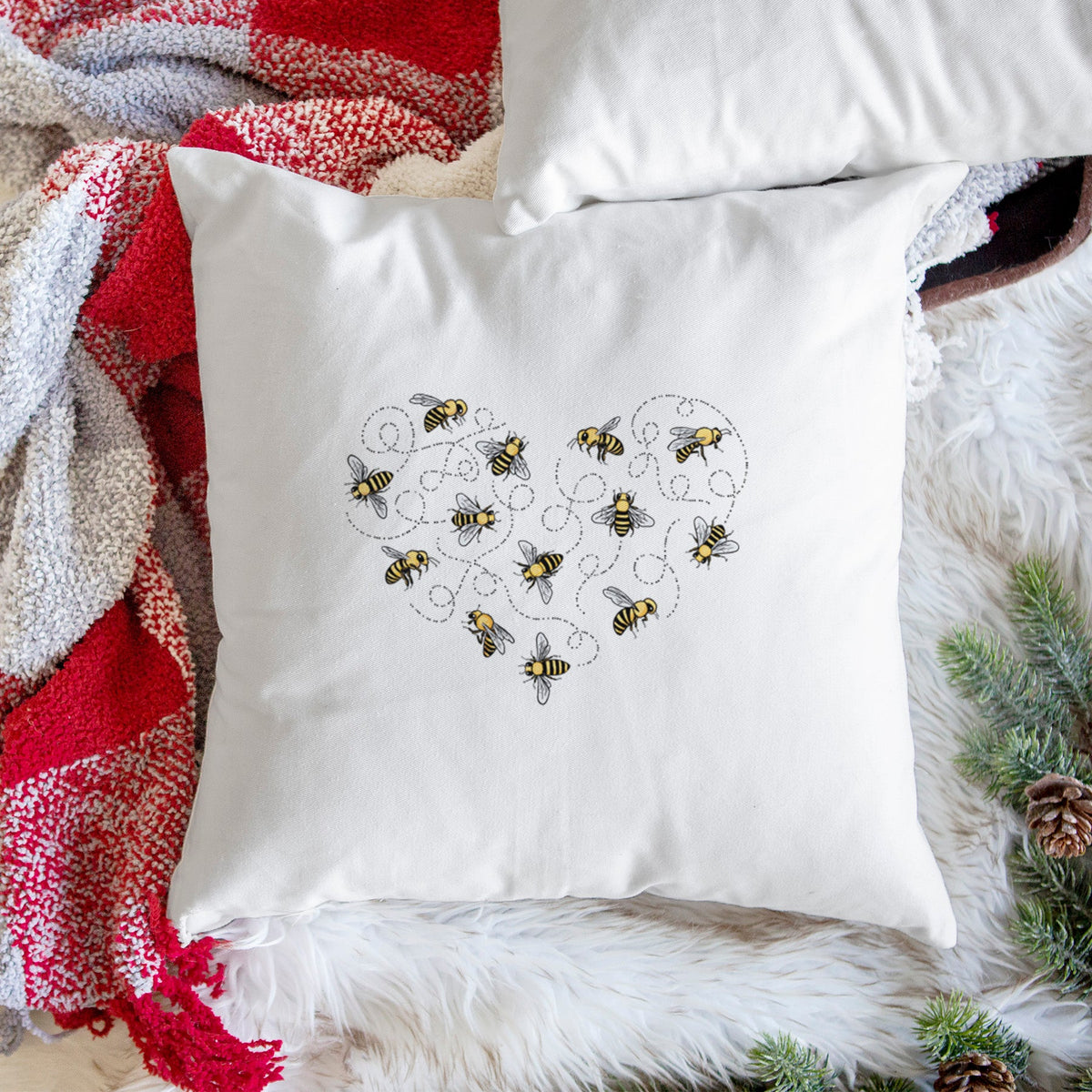 Heart Full of Honeybees - Throw Pillow Cover