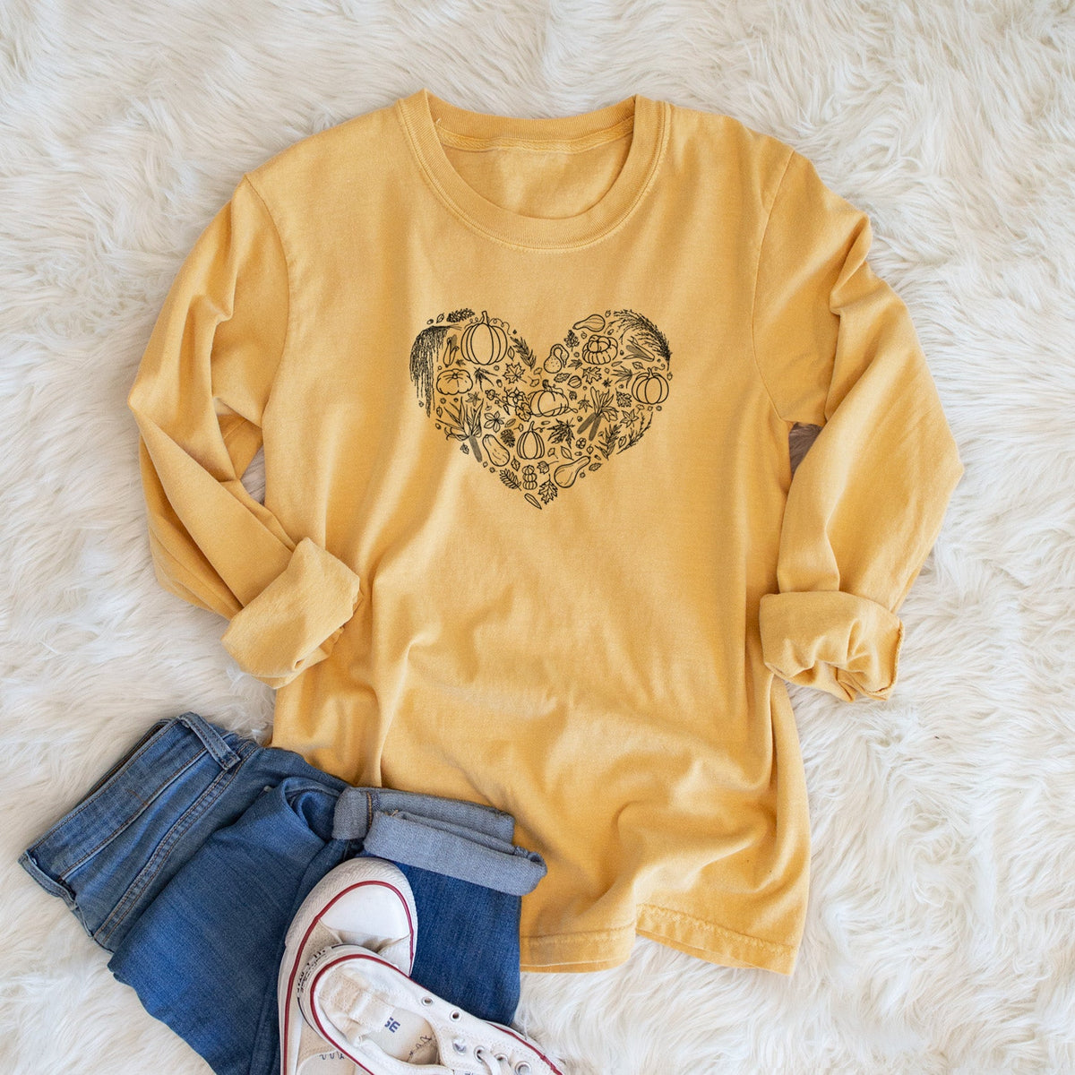 Heart Full of Fall - Unisex Comfort Colors 100% Cotton Long Sleeve