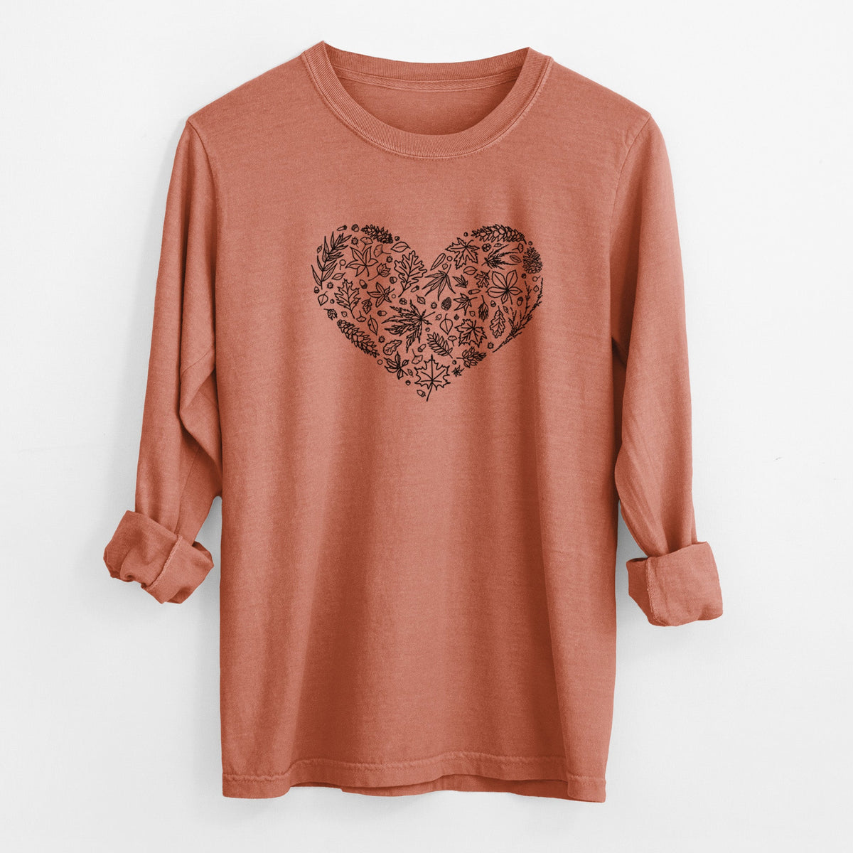 Heart Full of Autumn Leaves - Unisex Comfort Colors 100% Cotton Long Sleeve