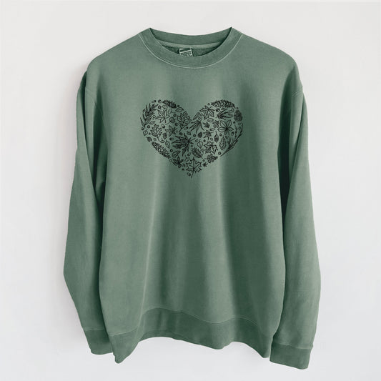 Heart Full of Autumn Leaves - Unisex Pigment Dyed Crew Sweatshirt