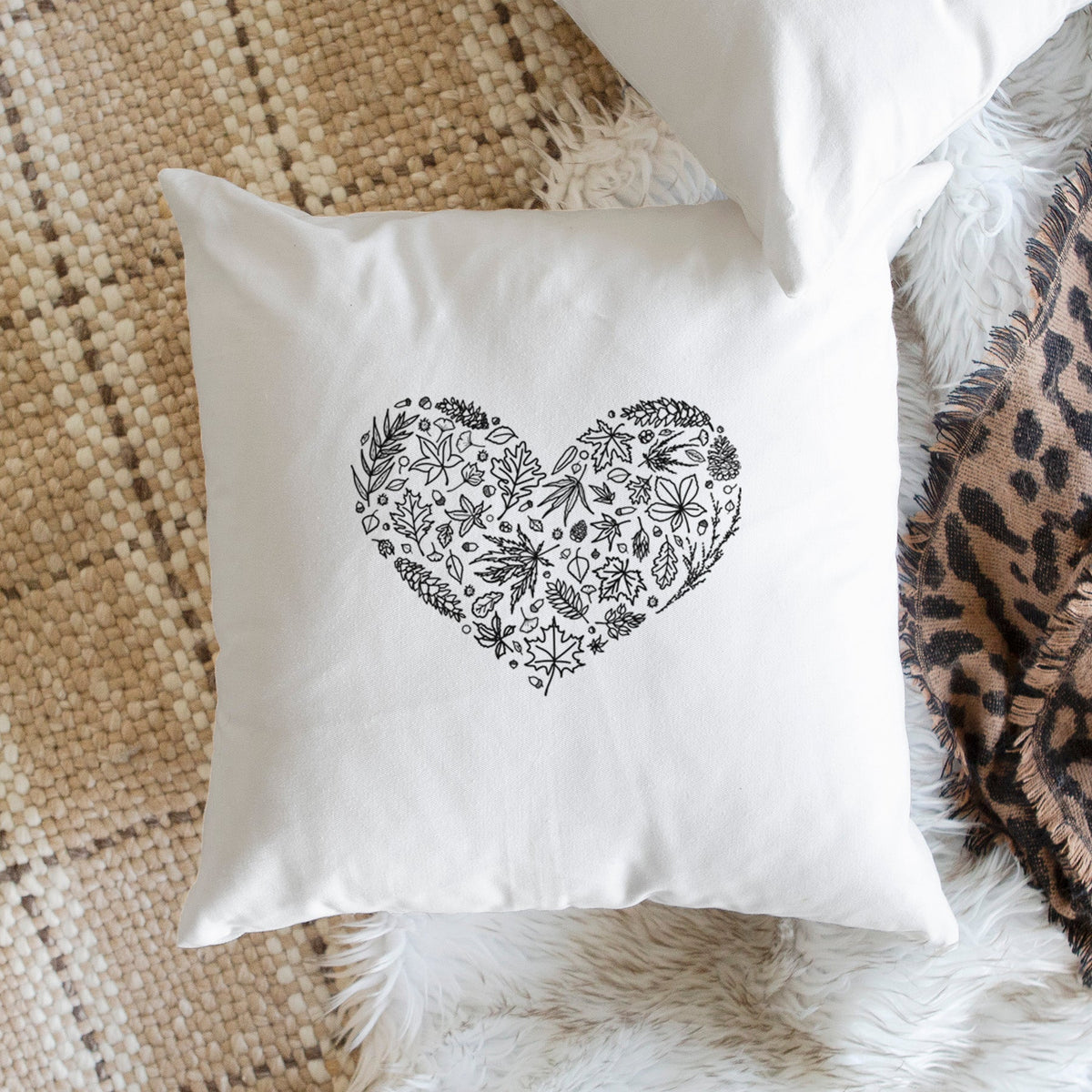 Heart Full of Autumn Leaves - Throw Pillow Cover