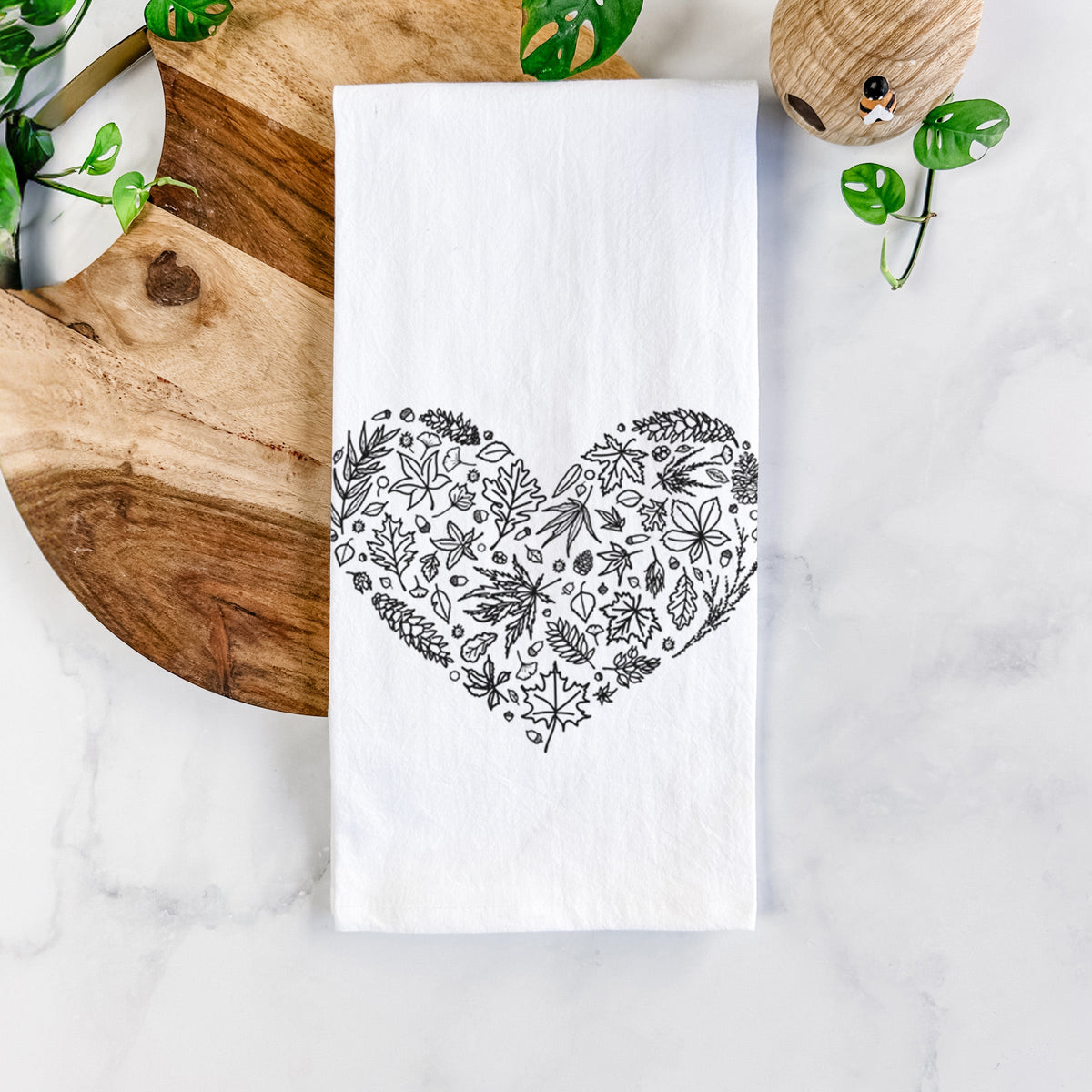 Heart Full of Autumn Leaves Tea Towel