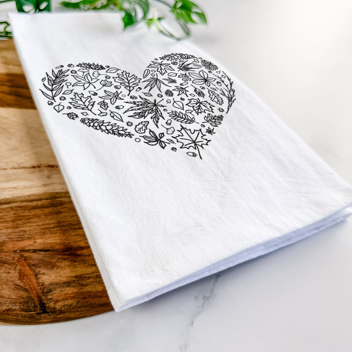 Heart Full of Autumn Leaves Tea Towel