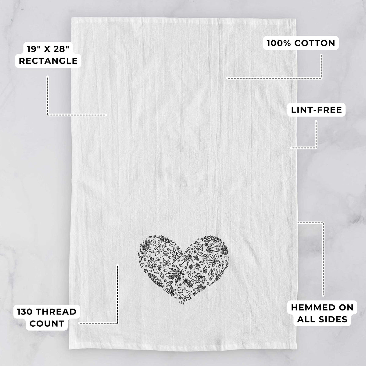 Heart Full of Autumn Leaves Tea Towel