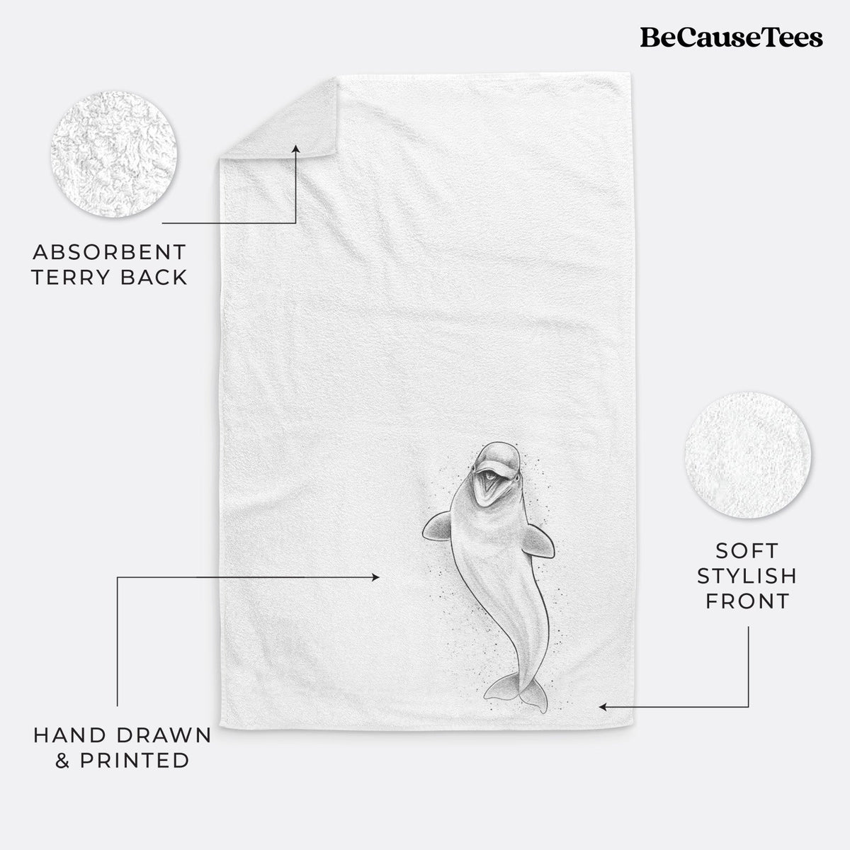 Happy Beluga Whale - Delphinapterus leucas Premium Decorative Hand Towel