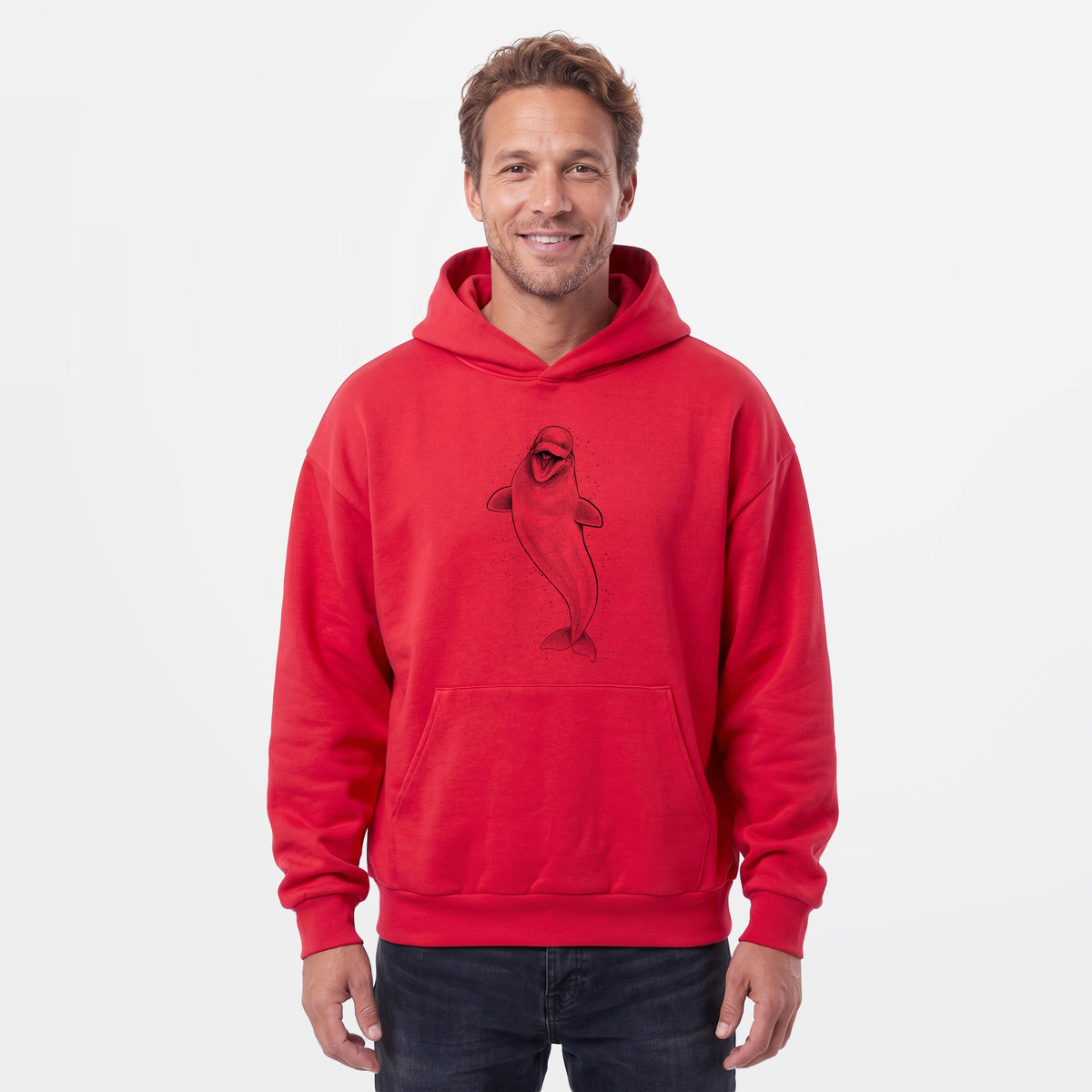 Happy Beluga Whale - Delphinapterus leucas  - Statement Midweight Hoodie