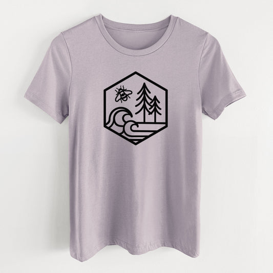 Harmonious Hexagon - Bees, Seas, Trees - Women's Lightweight Relaxed Fit 100% Cotton Crewneck