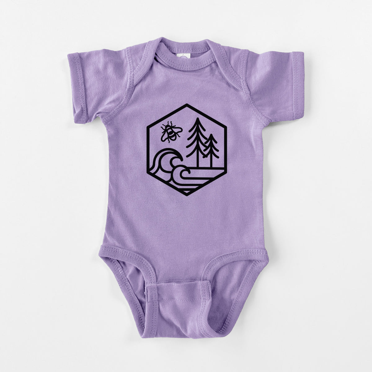 Harmonious Hexagon - Bees, Seas, Trees - Baby Fine Jersey Bodysuit