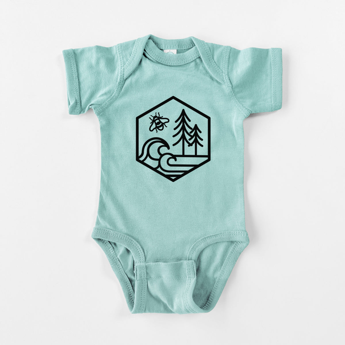 Harmonious Hexagon - Bees, Seas, Trees - Baby Fine Jersey Bodysuit