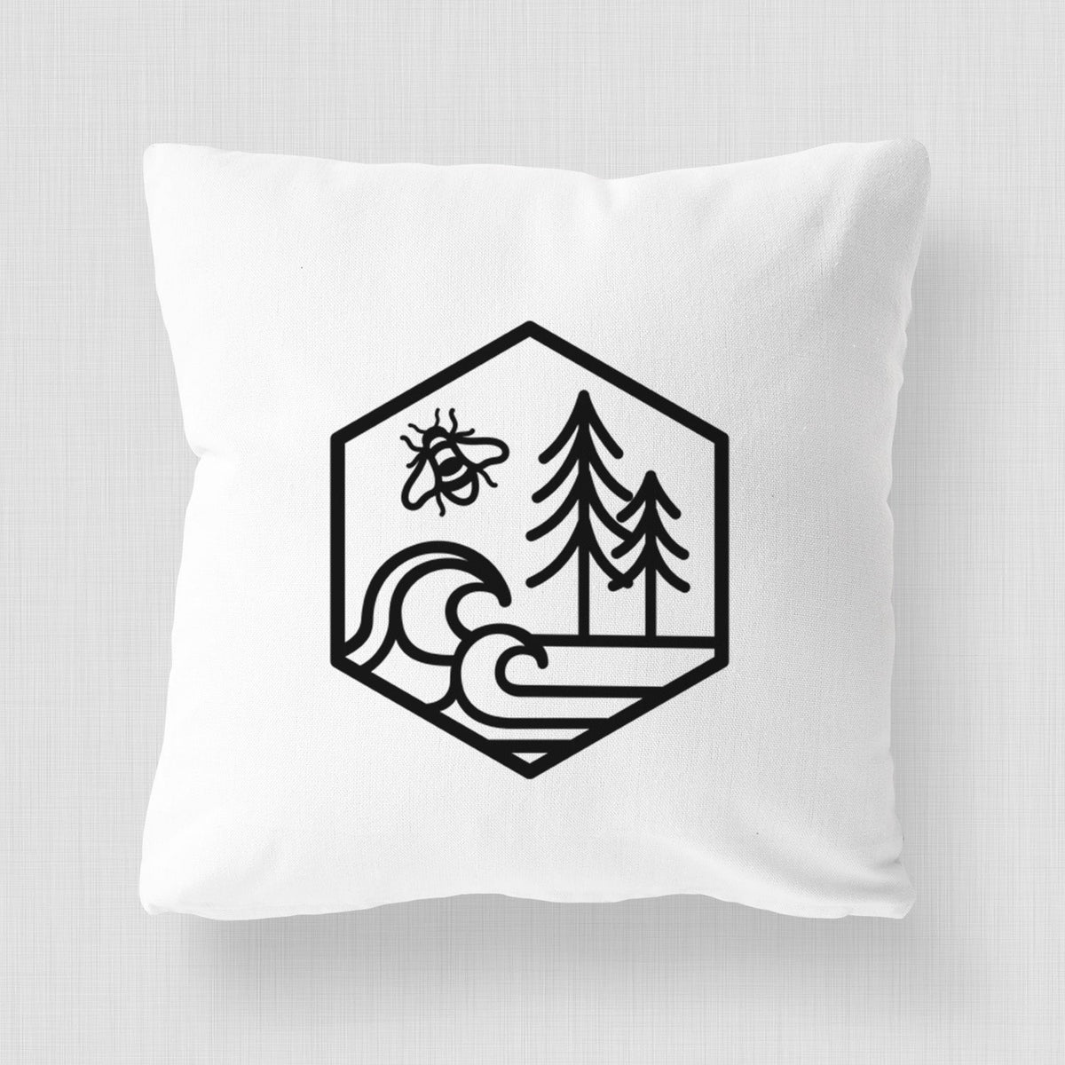 Harmonious Hexagon - Bees, Seas, Trees - Throw Pillow Cover