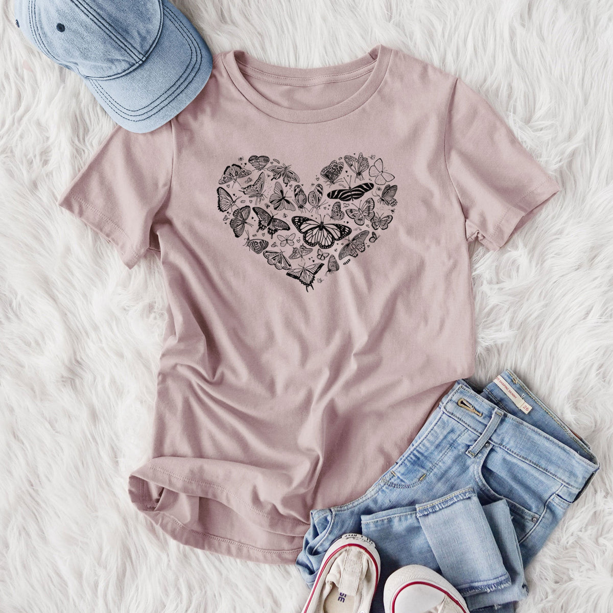 Heart Full of Butterflies - Women's Lightweight Relaxed Fit 100% Cotton Crewneck