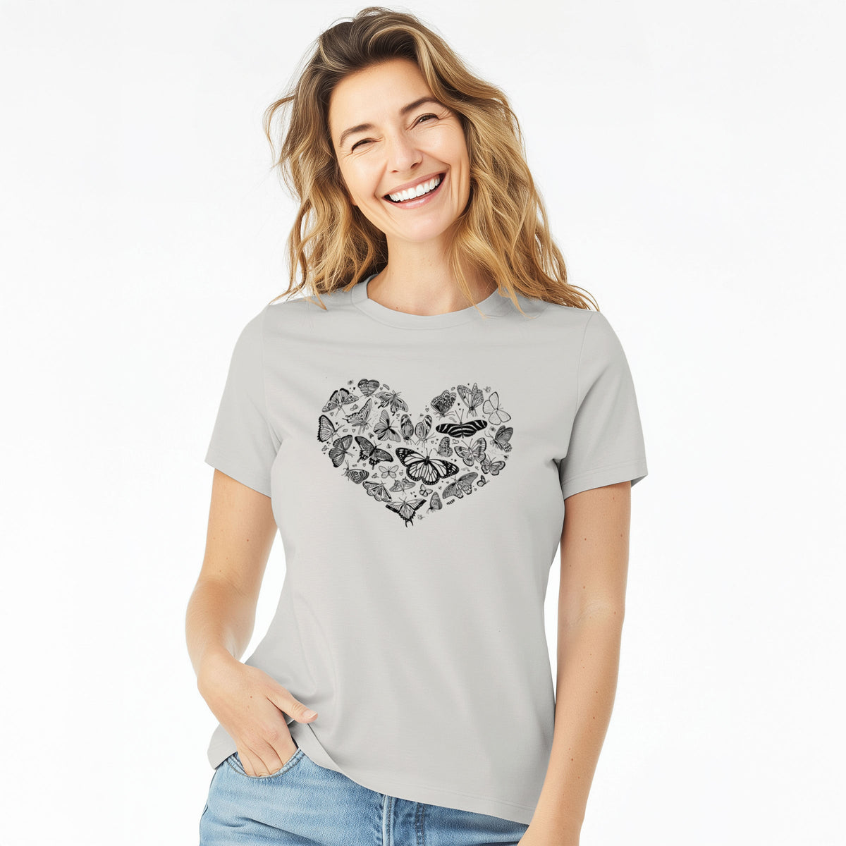Heart Full of Butterflies - Women's Lightweight Relaxed Fit 100% Cotton Crewneck