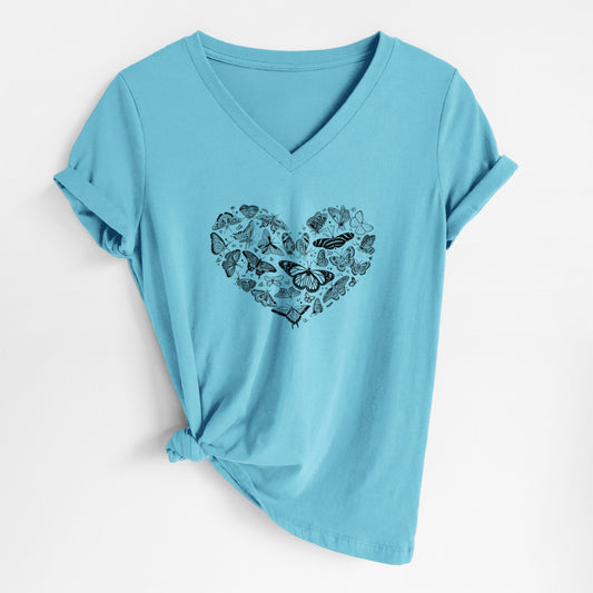 Heart Full of Butterflies - Women's Lightweight Relaxed Fit 100% Cotton V-neck