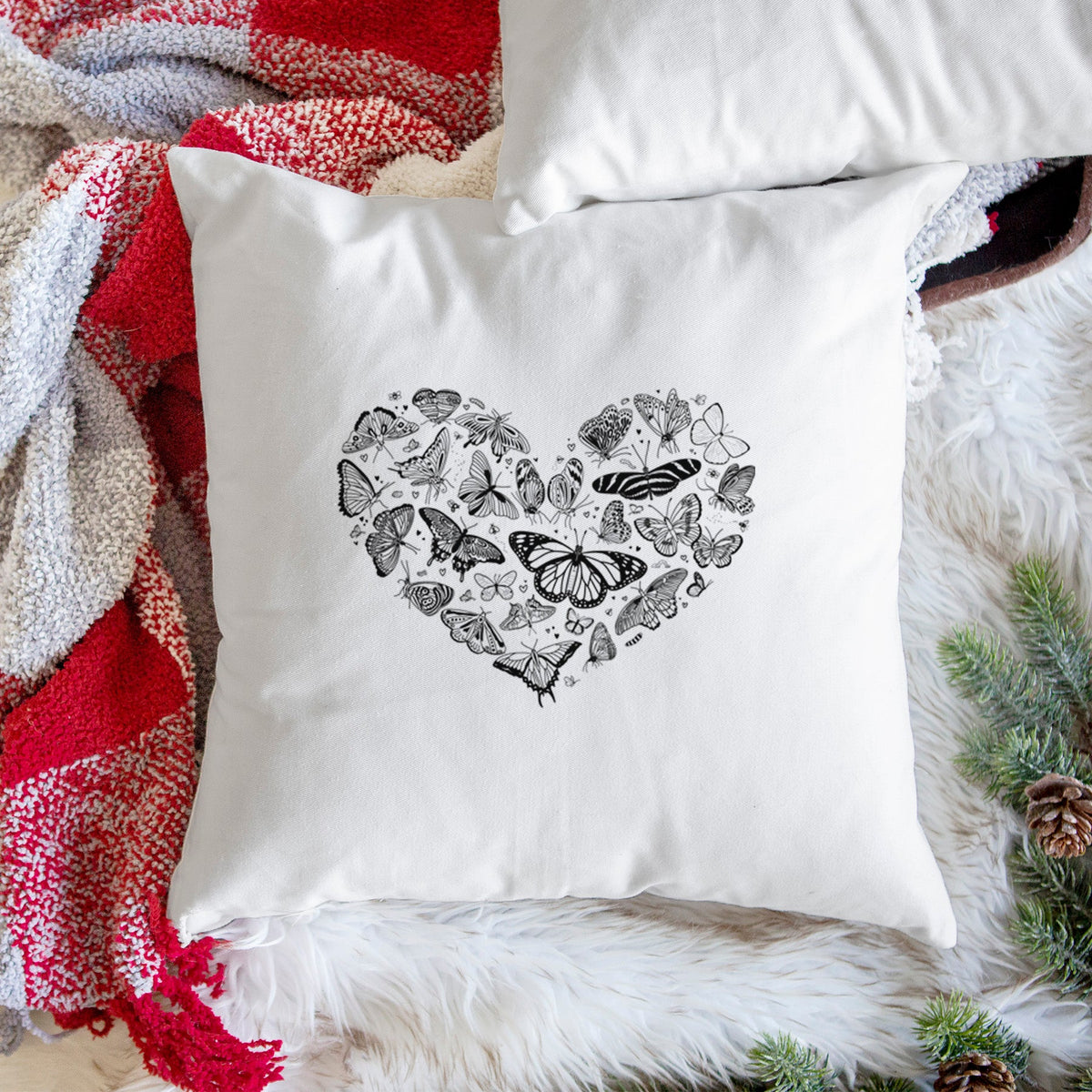 Heart Full of Butterflies - Throw Pillow Cover