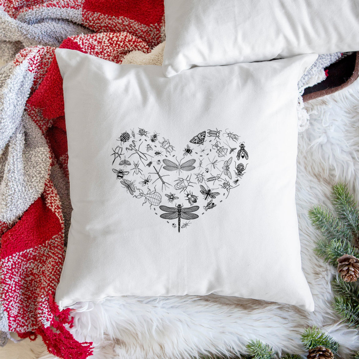 Heart Full of Insects - Throw Pillow Cover