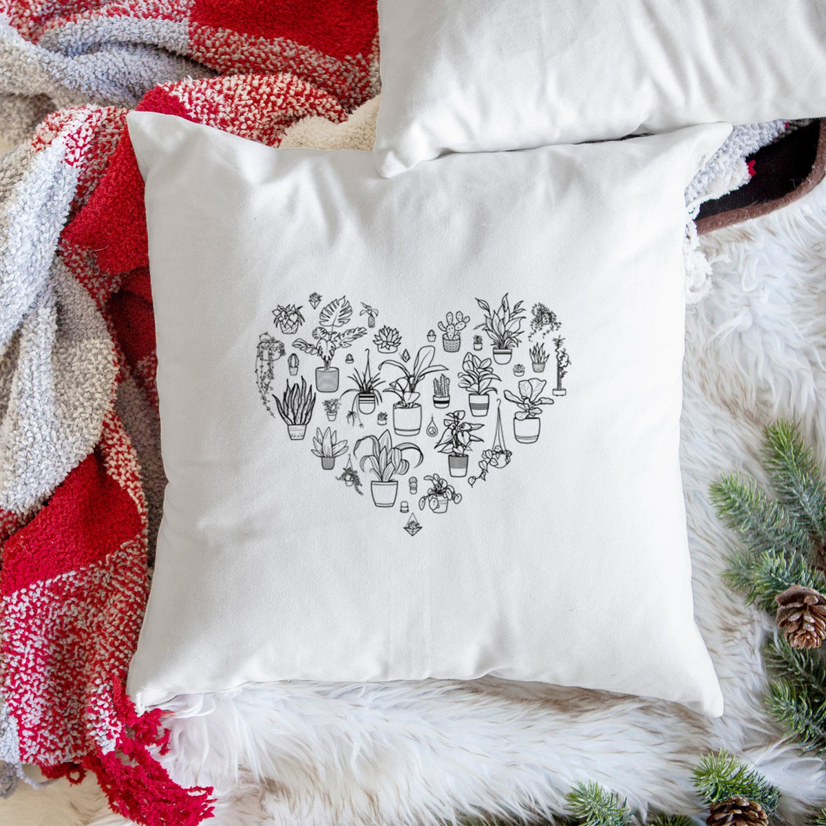 Heart Full of House Plants - Throw Pillow Cover