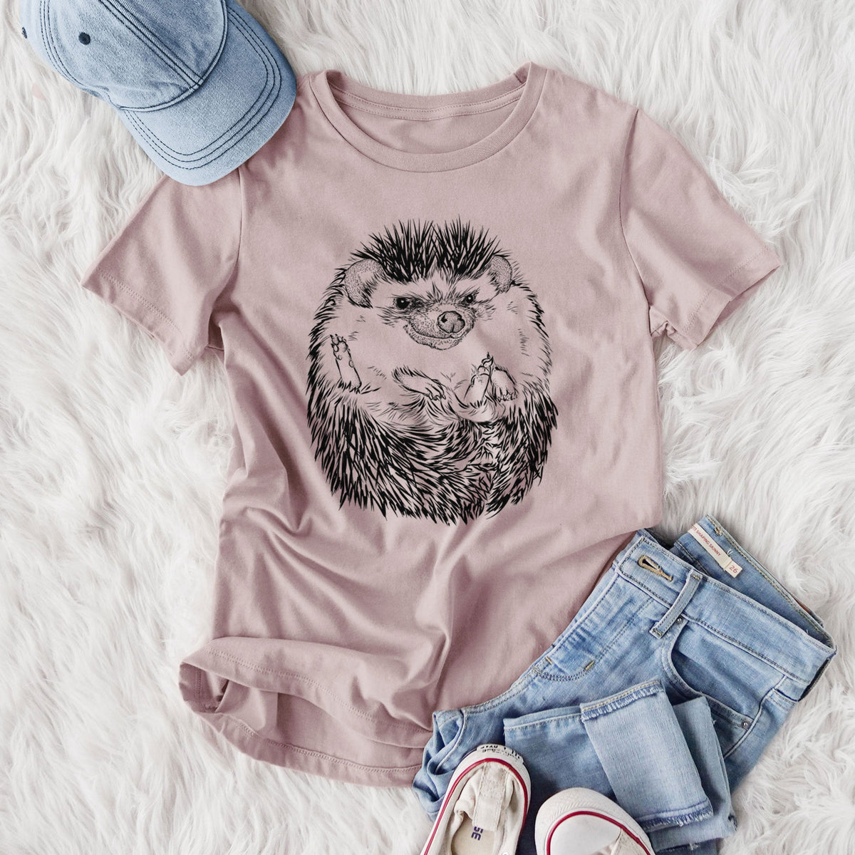 African Pygmy Hedgehog - Atelerix albiventris - Women's Lightweight Relaxed Fit 100% Cotton Crewneck