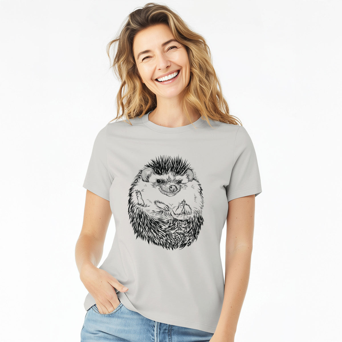 African Pygmy Hedgehog - Atelerix albiventris - Women's Lightweight Relaxed Fit 100% Cotton Crewneck