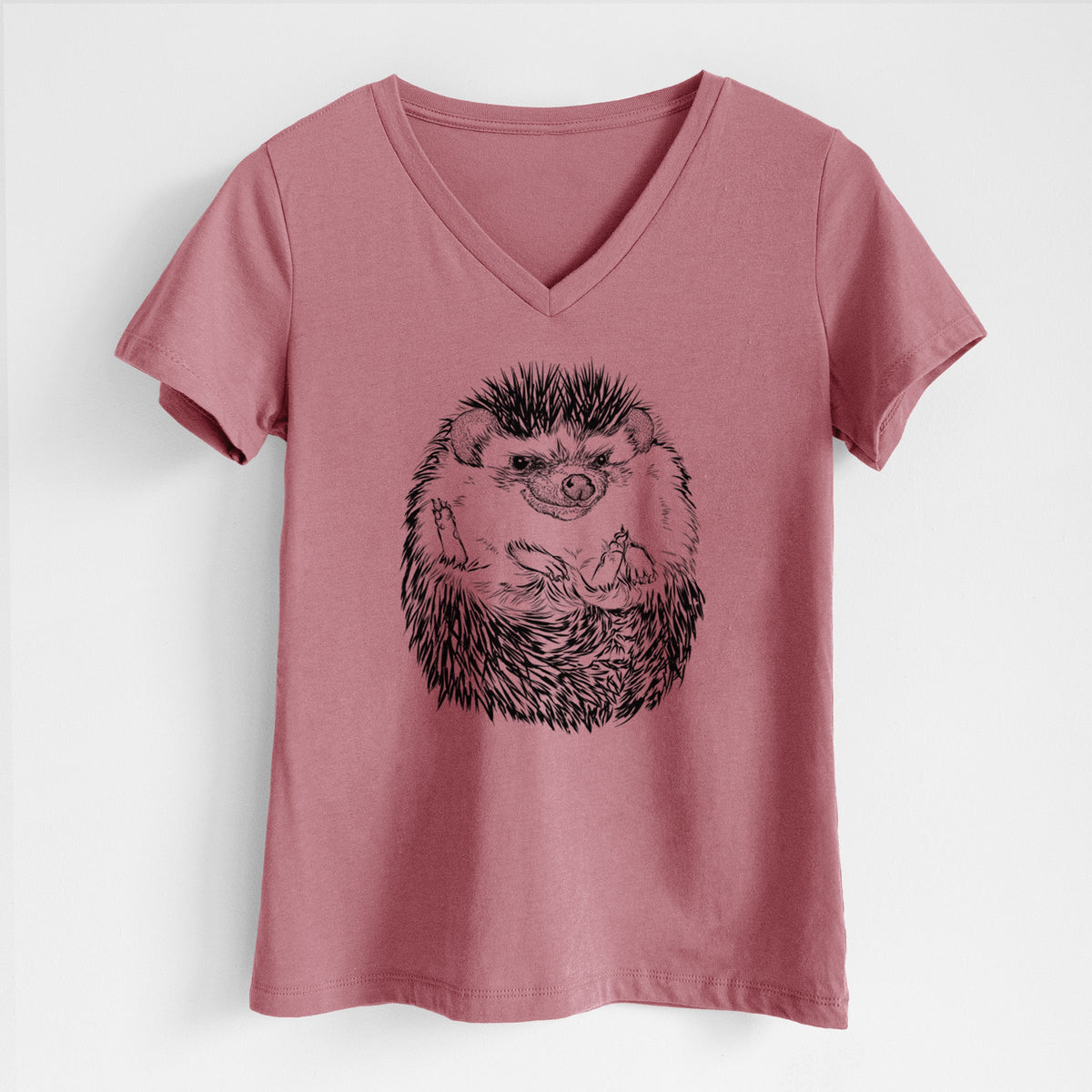 African Pygmy Hedgehog - Atelerix albiventris - Women's Lightweight Relaxed Fit 100% Cotton V-neck