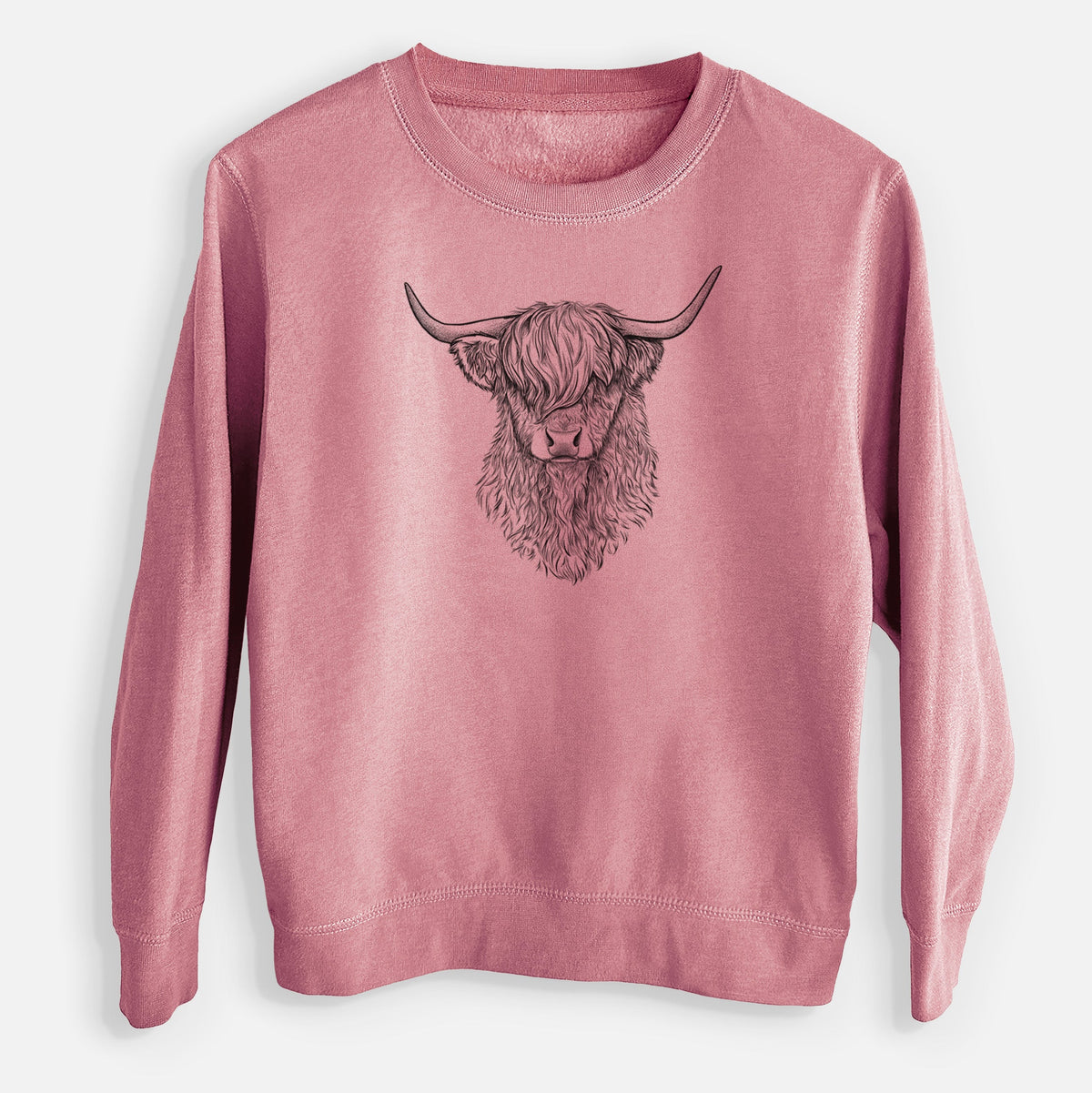 Scottish Highland Cow - Bos taurus taurus - Youth Lightweight Crewneck Sweatshirt