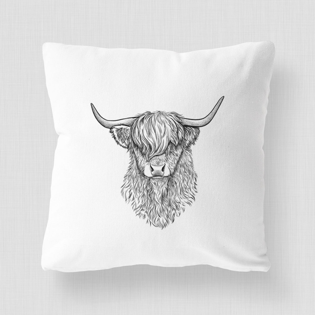 Scottish Highland Cow - Bos taurus taurus - Throw Pillow Cover