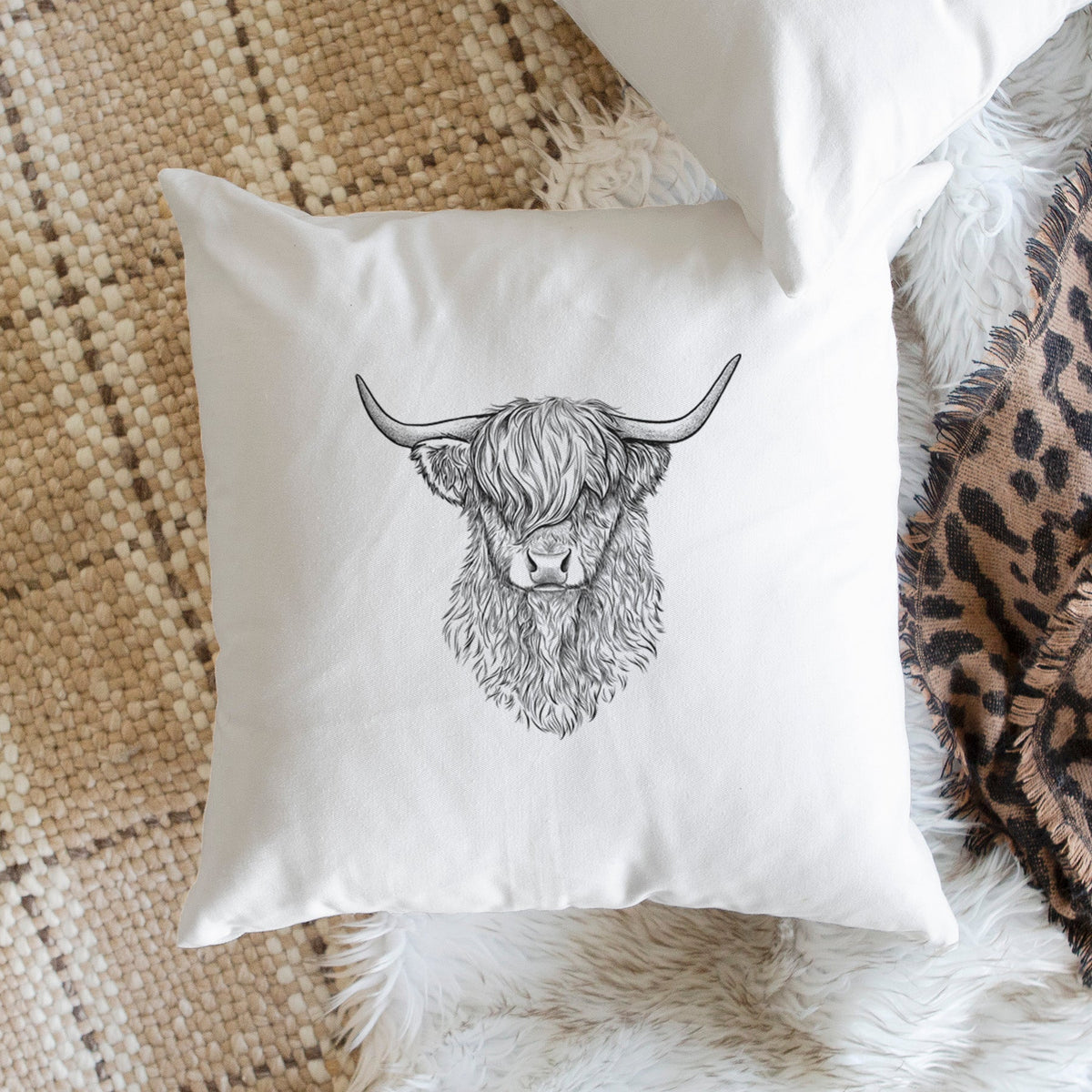 Scottish Highland Cow - Bos taurus taurus - Throw Pillow Cover
