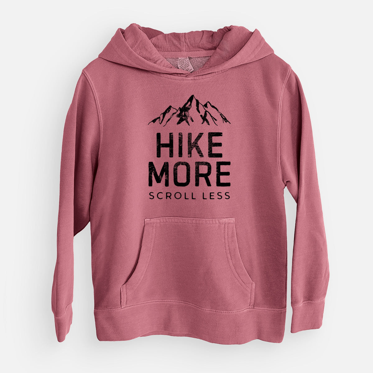Hike More - Scroll Less - Youth Pigment Dyed Hoodie