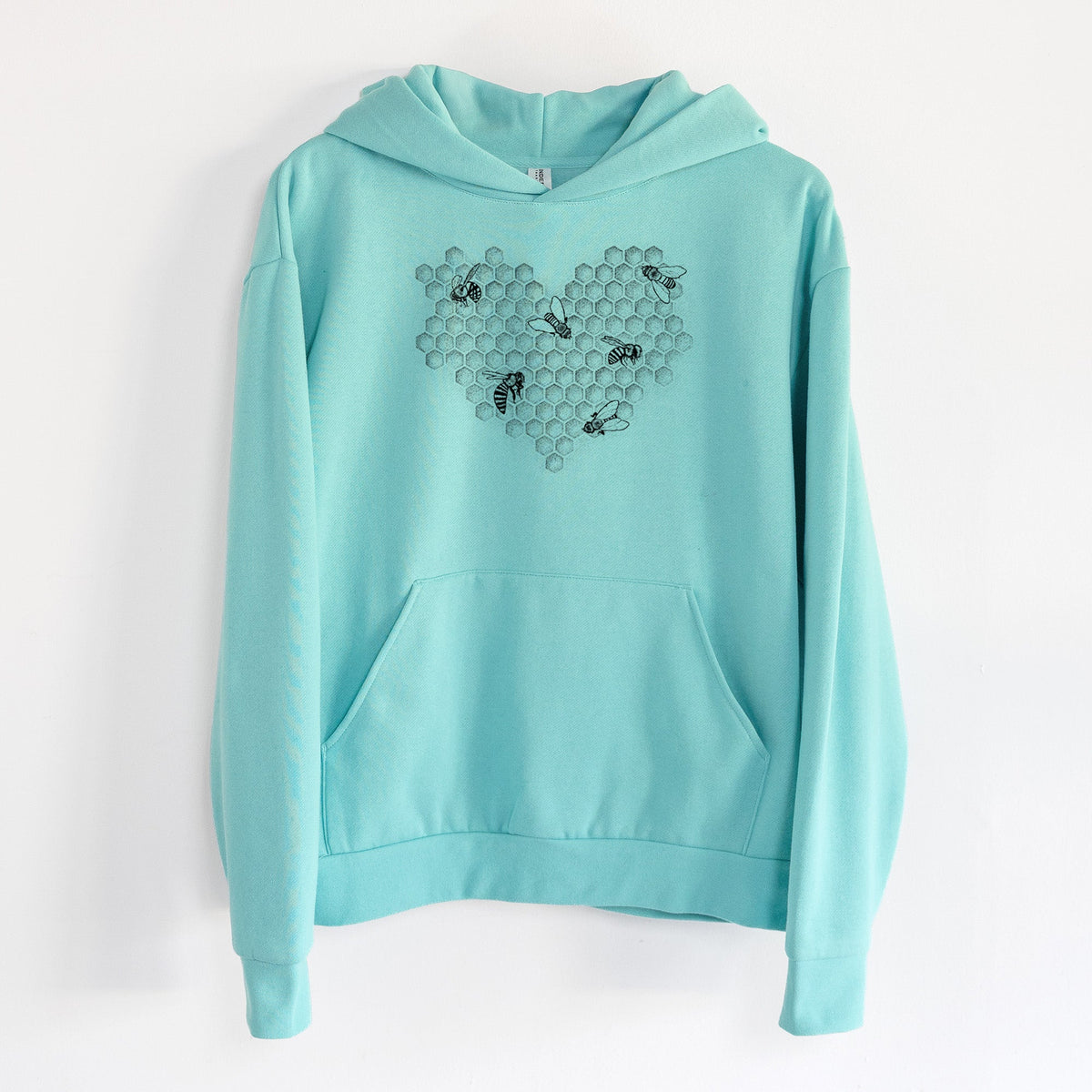Honeycomb Heart with Bees  - Statement Midweight Hoodie