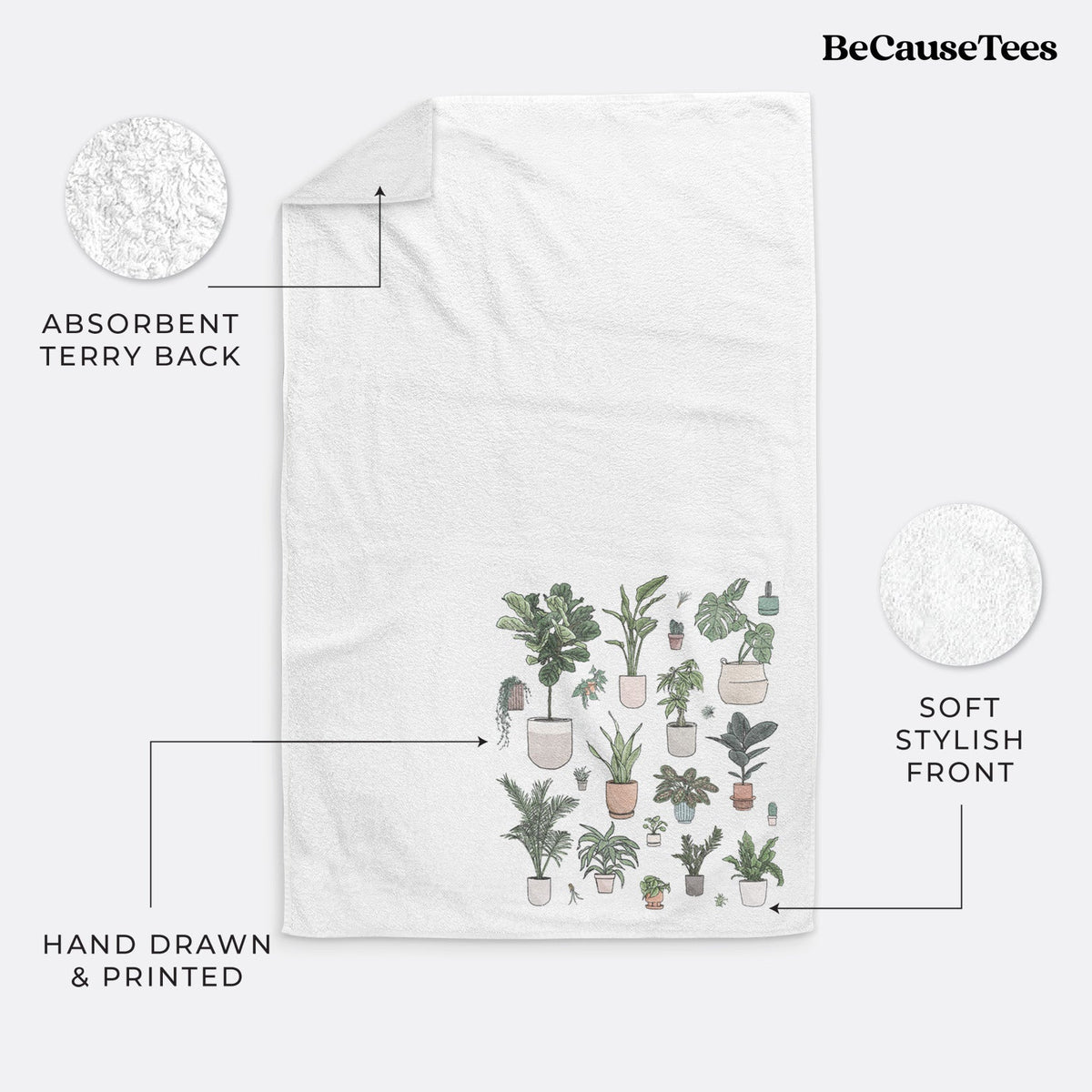 Collection of Houseplants Premium Hand Towel