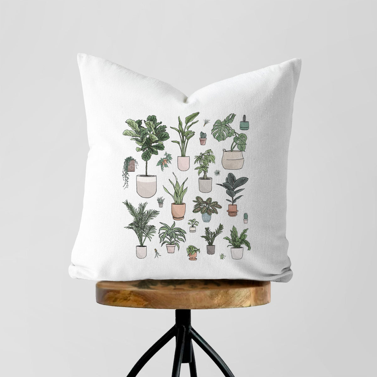 Collection of Houseplants - Throw Pillow Cover