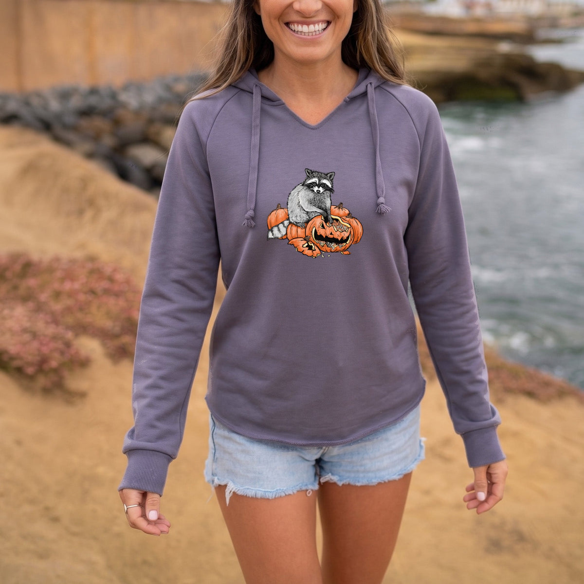 The Raccoon and the Jack-o'-Lantern - Cali Wave Hooded Sweatshirt