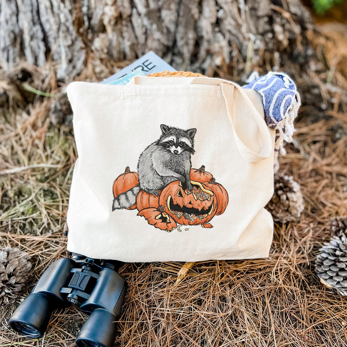 The Raccoon and the Jack-o'-Lantern - Tote Bag