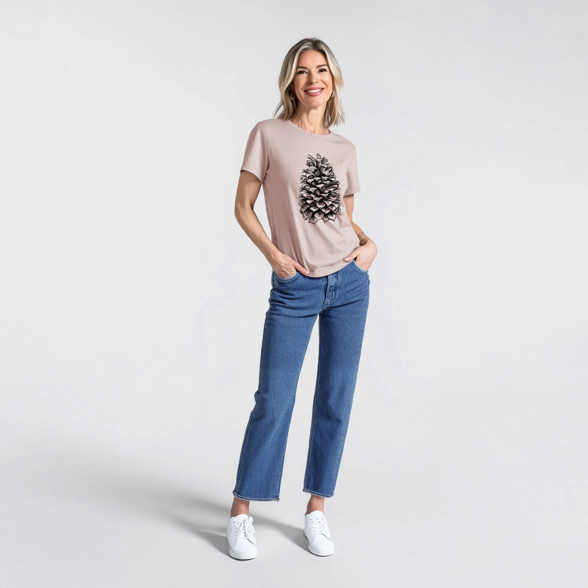Pinus Jeffreyi - Jeffrey Pine Cone - Women's Lightweight Relaxed Fit 100% Cotton Crewneck